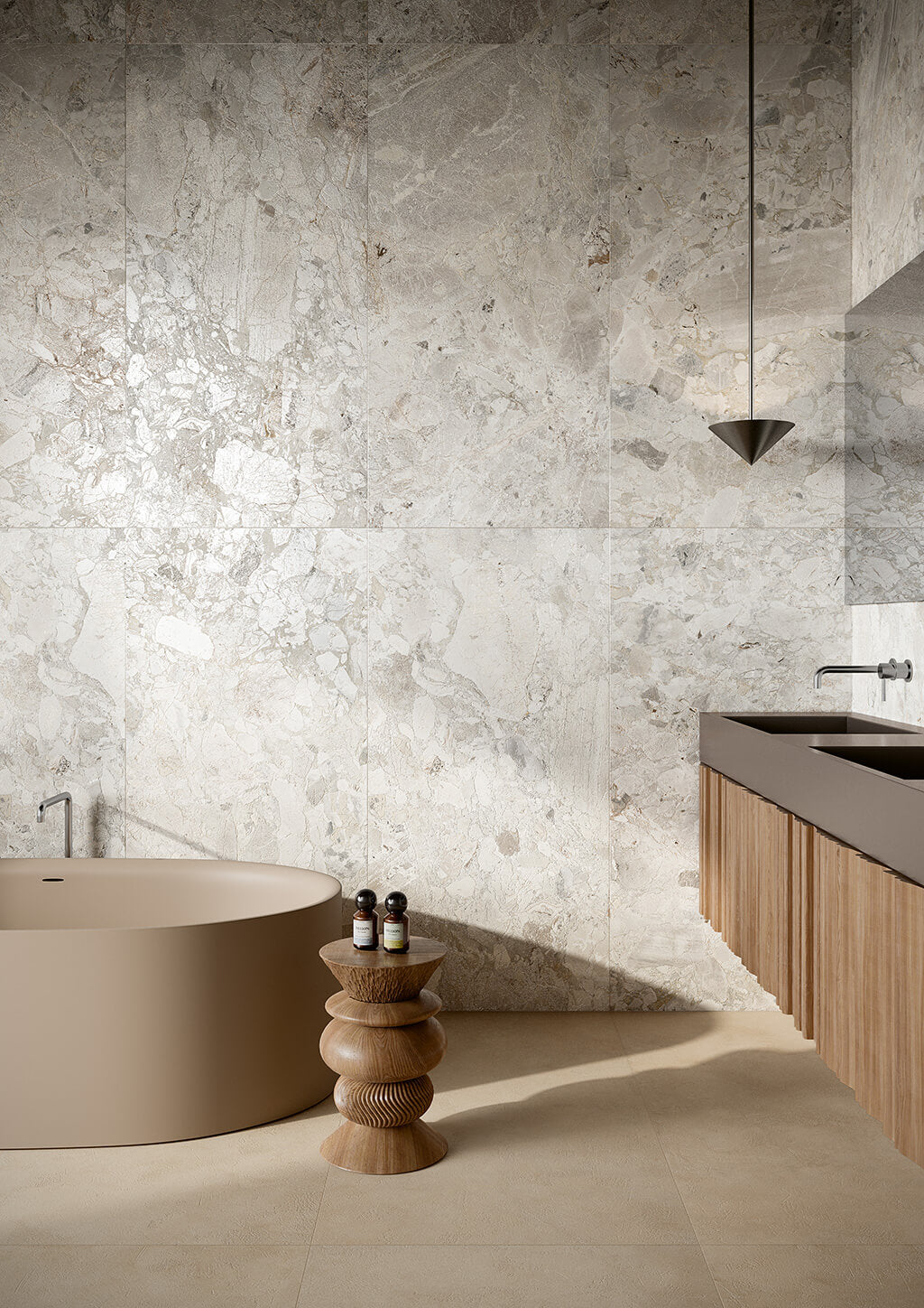 Fioranese Fusion Wildflower Shell with Plaster Taupe bathroom lifestyle