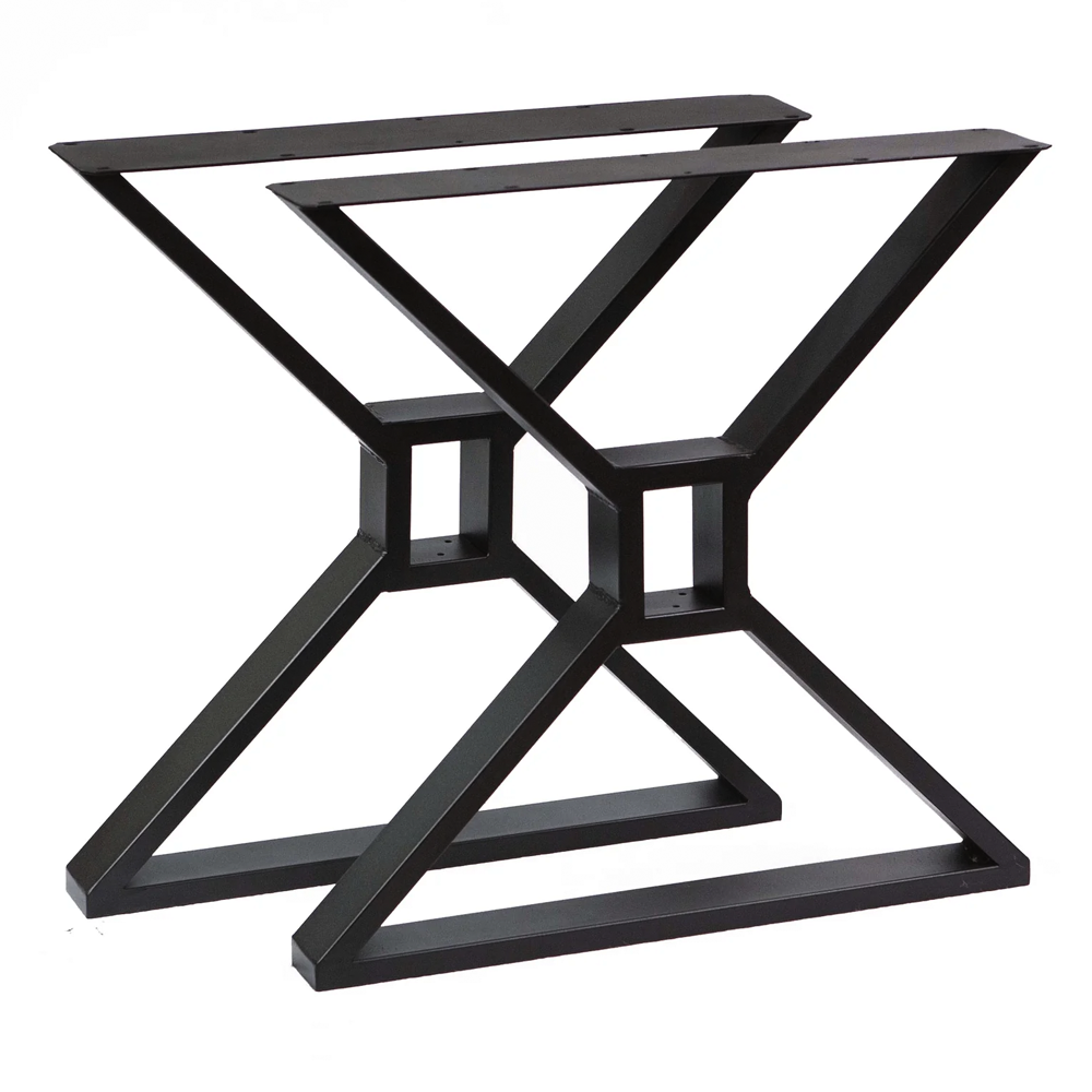 Farmhouse X leg style for the liquid metal dining table