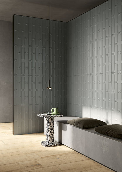 Fioranese Fio. Biscuit Cenere 30.2x60.4 with Legnovivo Bianco lifestyle