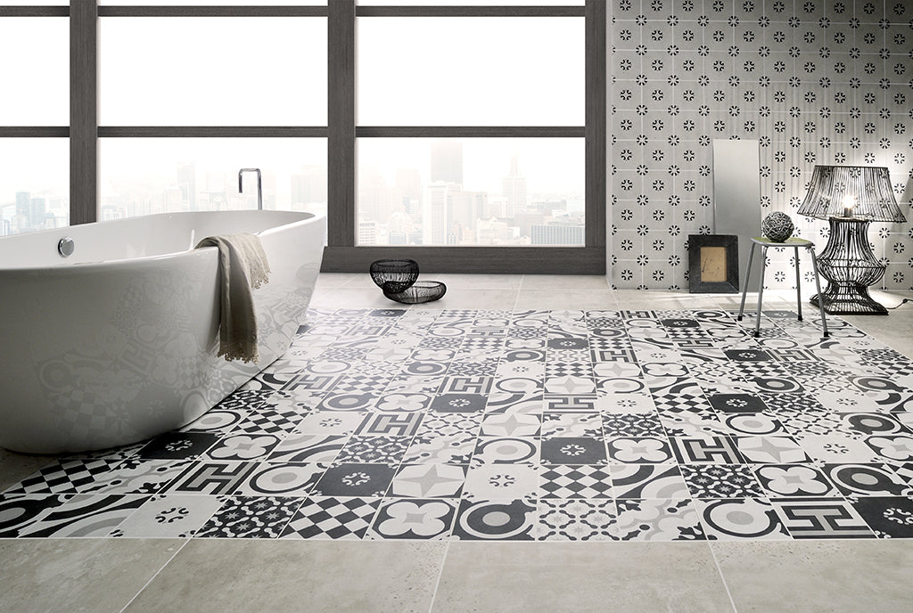 Fioranese Cementine Black&White Bathroom wall and floor lifestyle