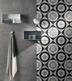 Fioranese Cementine Black&White Wall covering with Blend Grigio lifestyle