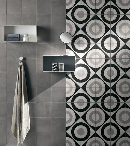 Fioranese Cementine Black&White Wall covering with Blend Grigio lifestyle