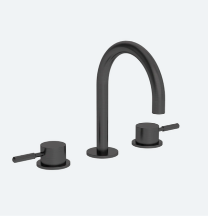 Coalbook Domo 3TH Deck Mounted Basin Mixer Round Fixed Spout DO1006 gunmetal