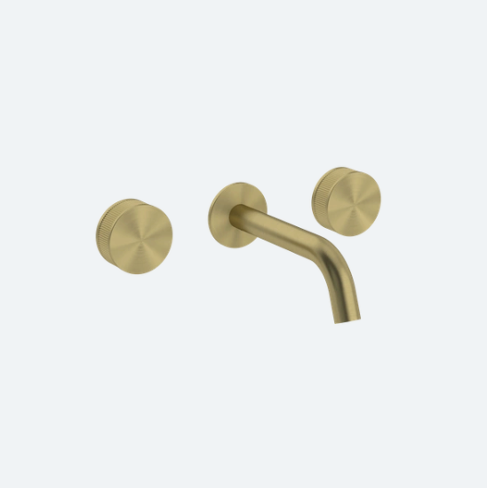Coalbrook Decca 3TH wall mounted basin mixer DC1008 in brushed brass