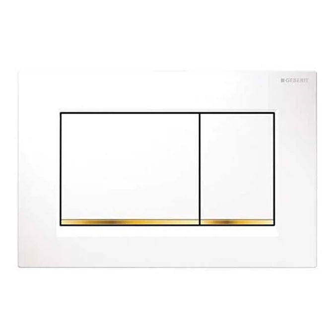 Geberit Sigma30 Dual Flush Plate in White / Gold