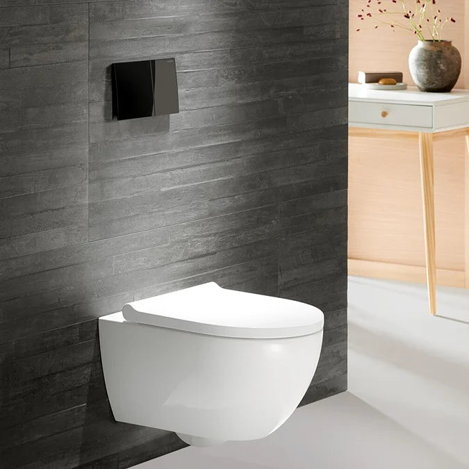 Geberit Sigma70 Dual Flush Plate in Black Glass
