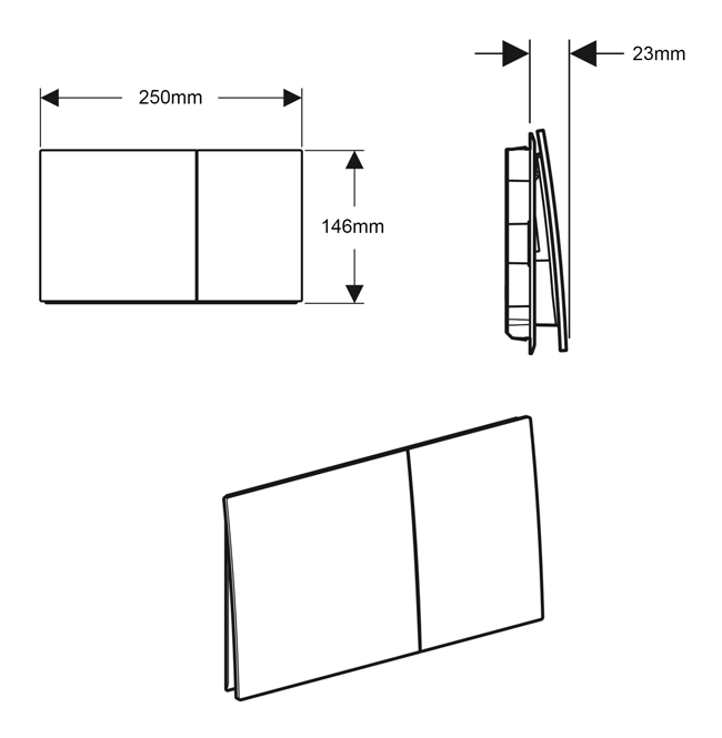 Geberit Sigma70 Dual Flush Plate technical drawing