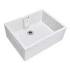 White rectangular ceramic sink on a white background