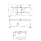 Whitebirk Sink Company Langho Sink 840 x 478 x 245mm dim
