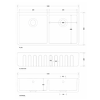Whitebirk Sink Company Trawden fluted double sink 1000 x 535 x 220mm dim