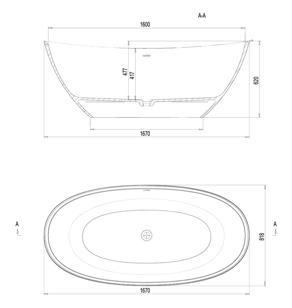 Ashton & Bentley Agape 1670mm Freestanding Bath | Whitestone Collection