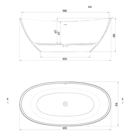 Ashton & Bentley Agape 1670mm Freestanding Bath