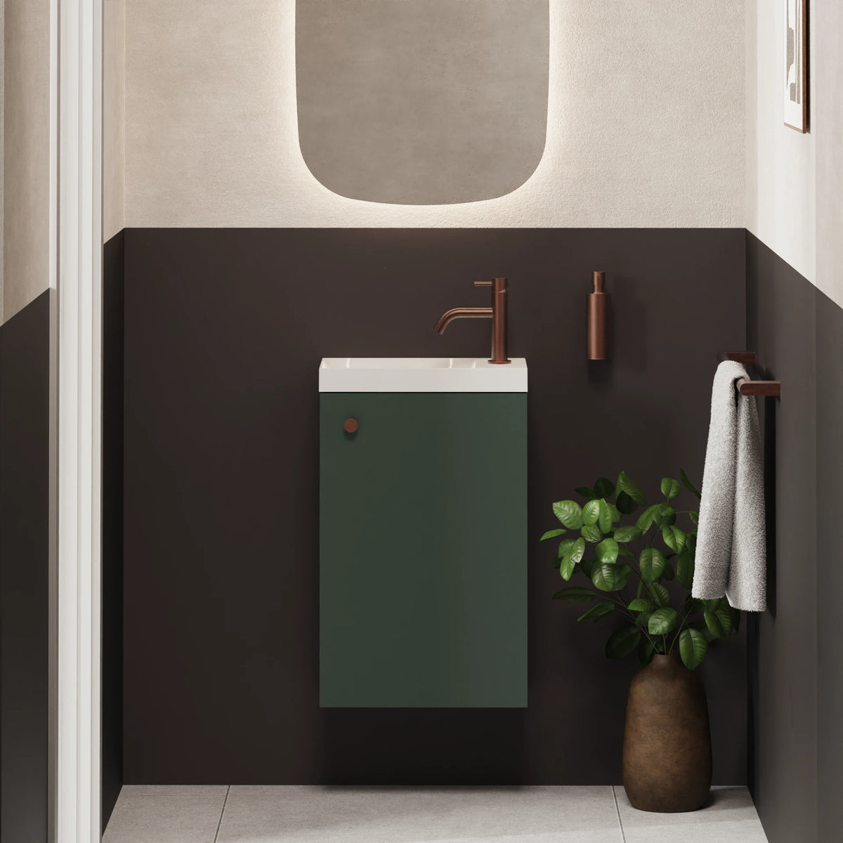 Crosswater Alo Cloakroom Unit with Basin in Sage Green