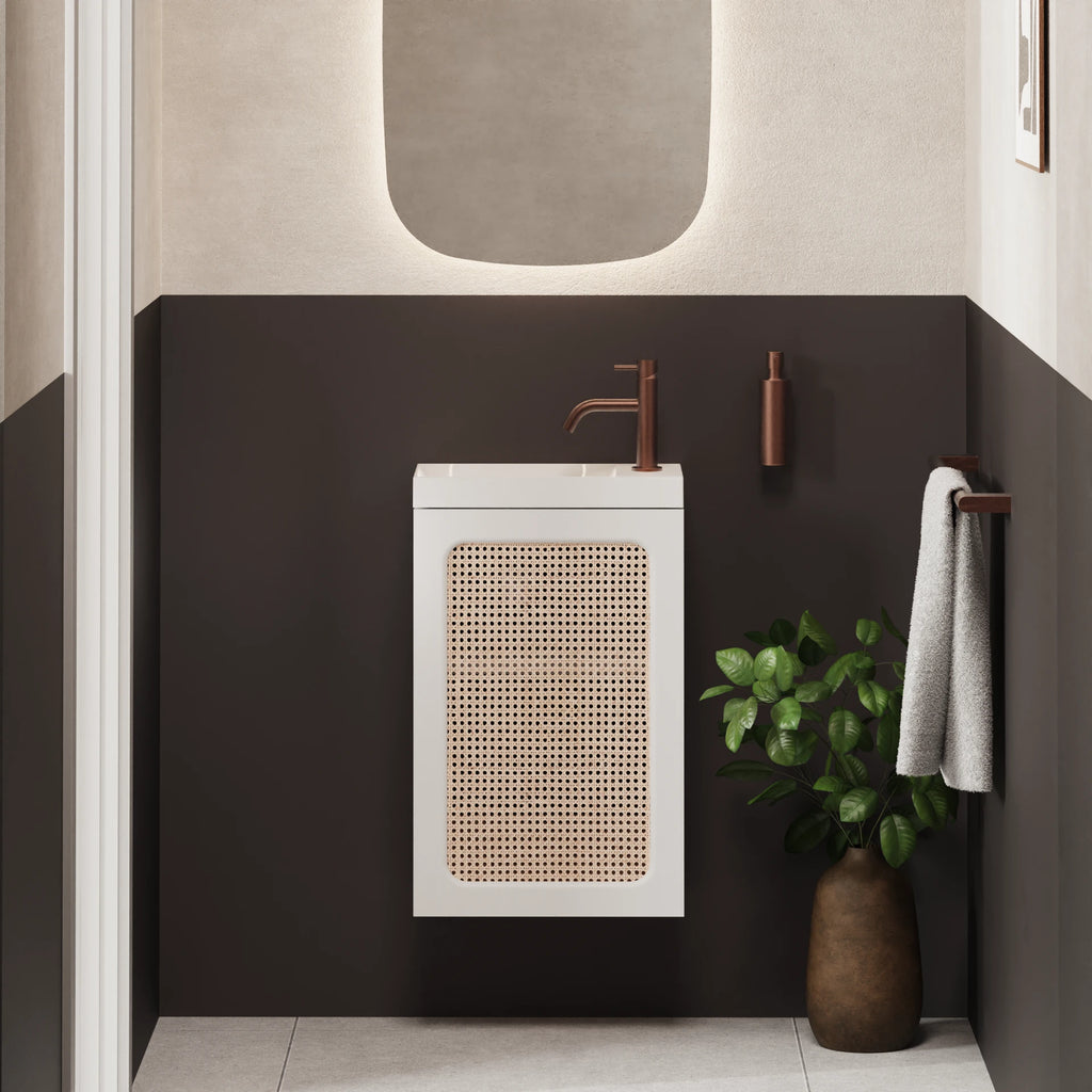Crosswater Alo Cloakroom Unit with Basin in Rattan & White