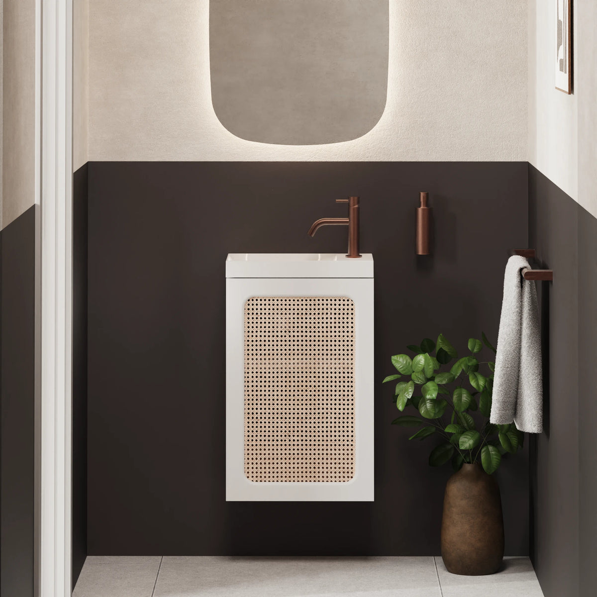 Crosswater Alo Cloakroom Unit with Basin in Rattan & White