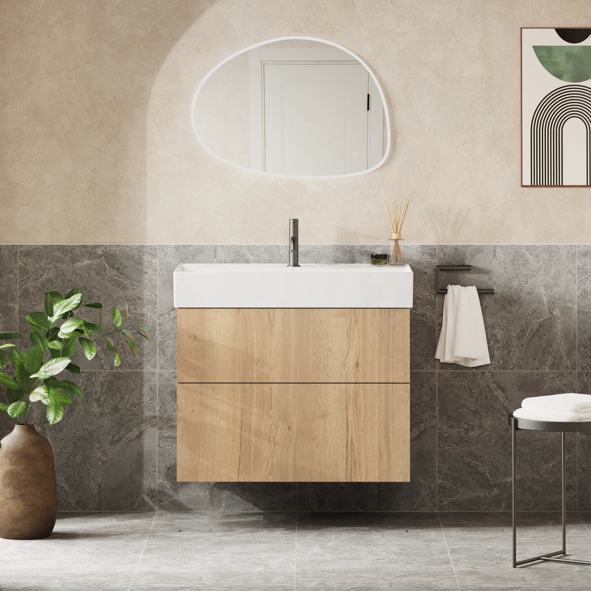 Crosswater Avenue 800 Double Drawer Unit with Basin in Windsor Oak, 1 Tap Hole