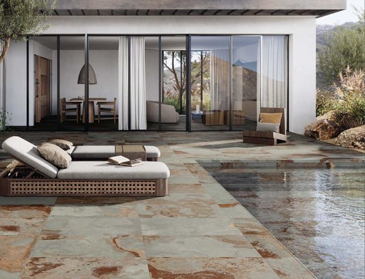 COEM Bali Slate-Effect light green 60x90 poolside lifestyle