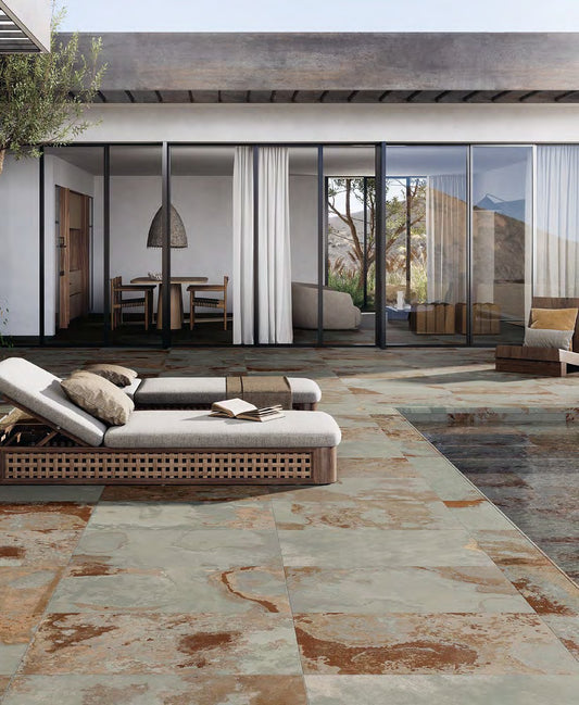 Coem Bali Light Green gresX2 20mm outdoor porcelain paving, laid installation
