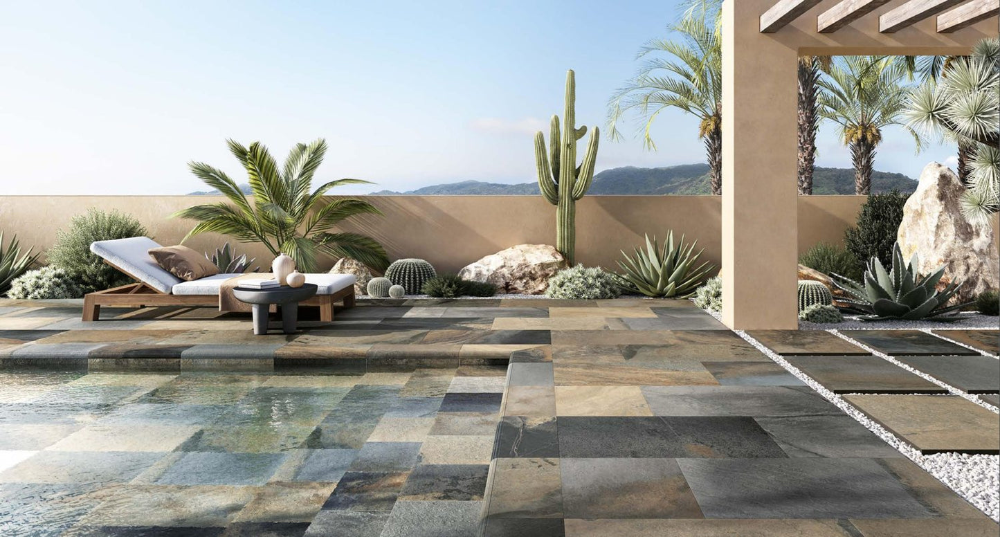 COEM Bali Slate-Effect polychrome 60x90 terrace lifestyle