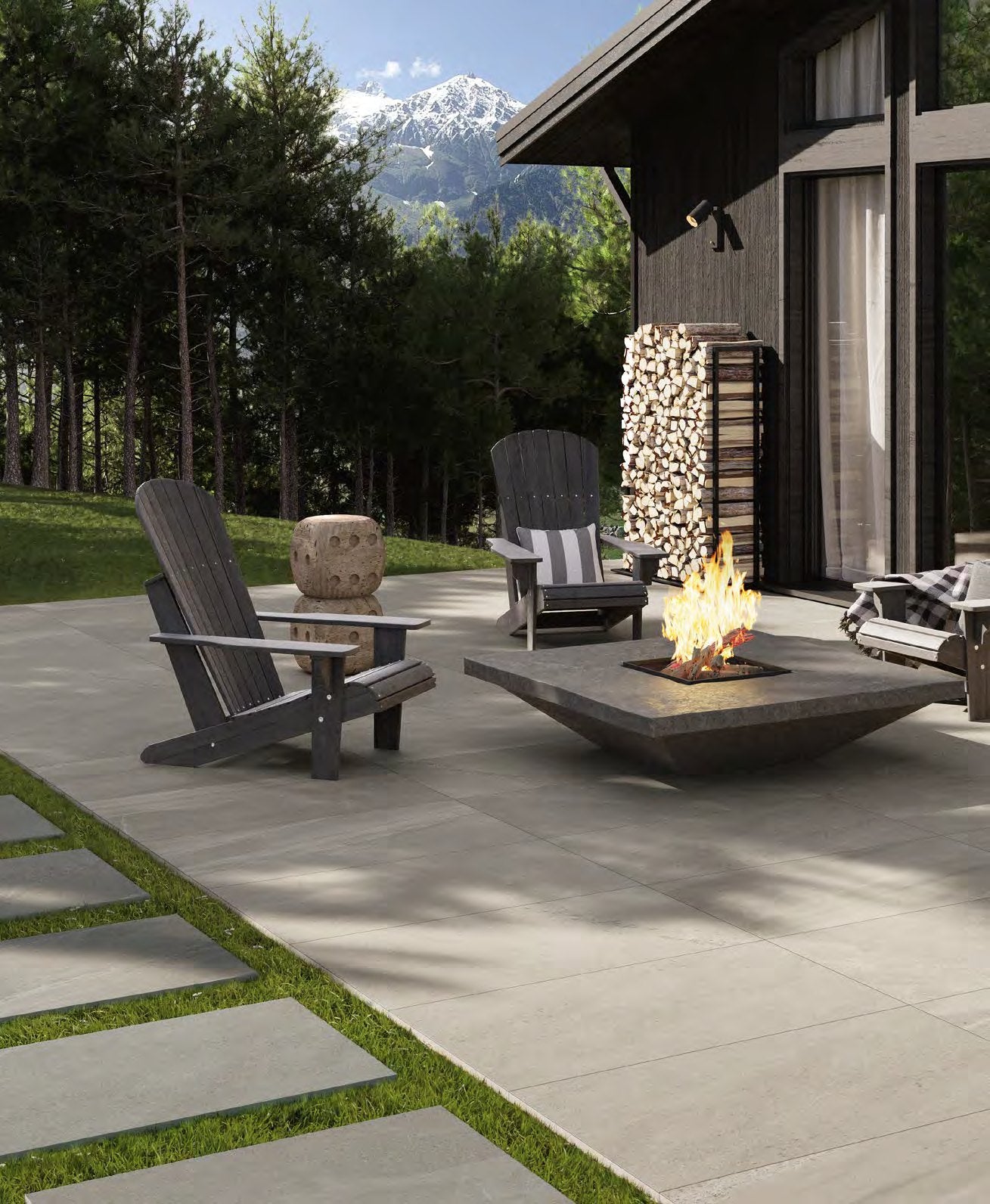 Coem Brit Stone Ivory gresX2 20mm outdoor porcelain paving, laid installation