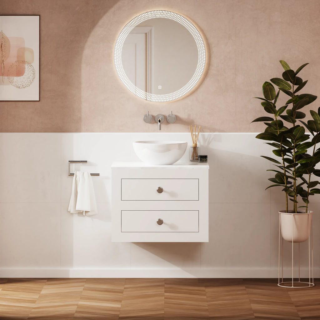 Crosswater Canvass 600 Double Drawer Unit with Worktop in White Gloss
