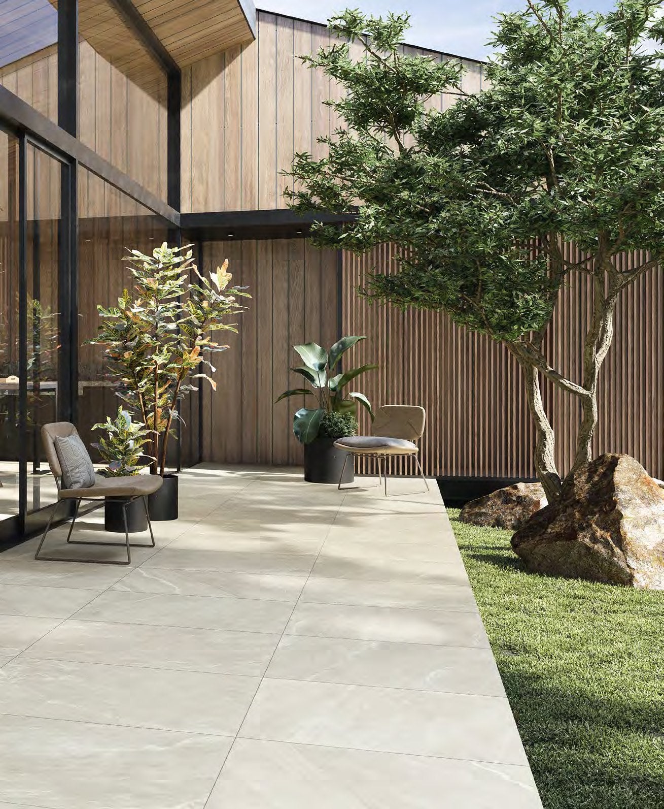 Coem Cardoso Corda gresX2 20mm outdoor porcelain paving, laid installation