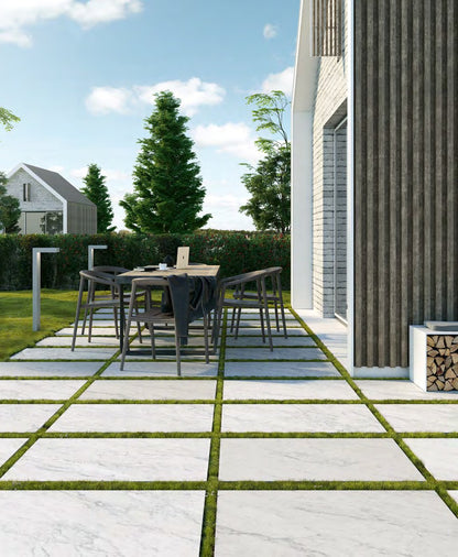 Coem Carrara Effect Carrara Effect gresX2 20mm outdoor porcelain paving, laid installation