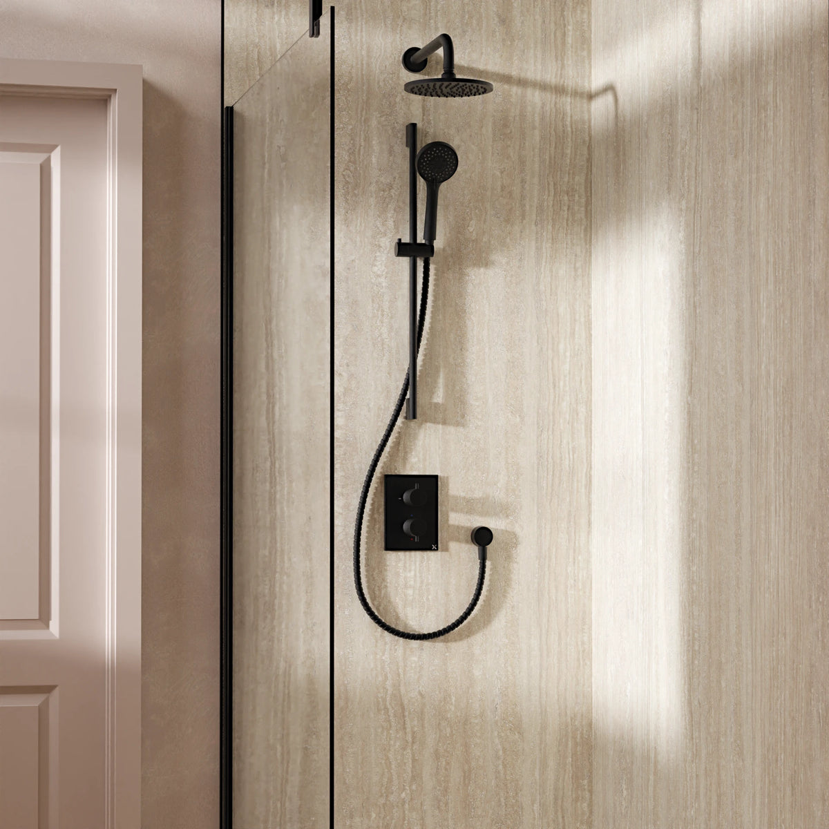 Crosswater Crossbox Shower Set 4 with Fixed Head and Riser Rail Handset