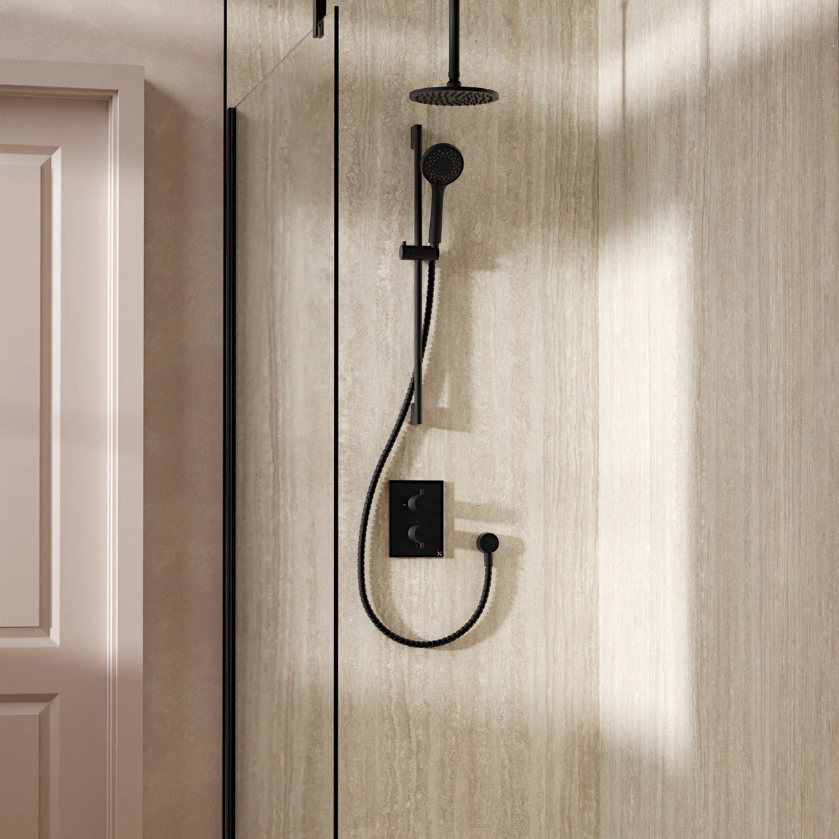 Crosswater Crossbox Shower Set 4 with Fixed Head and Riser Rail Handset