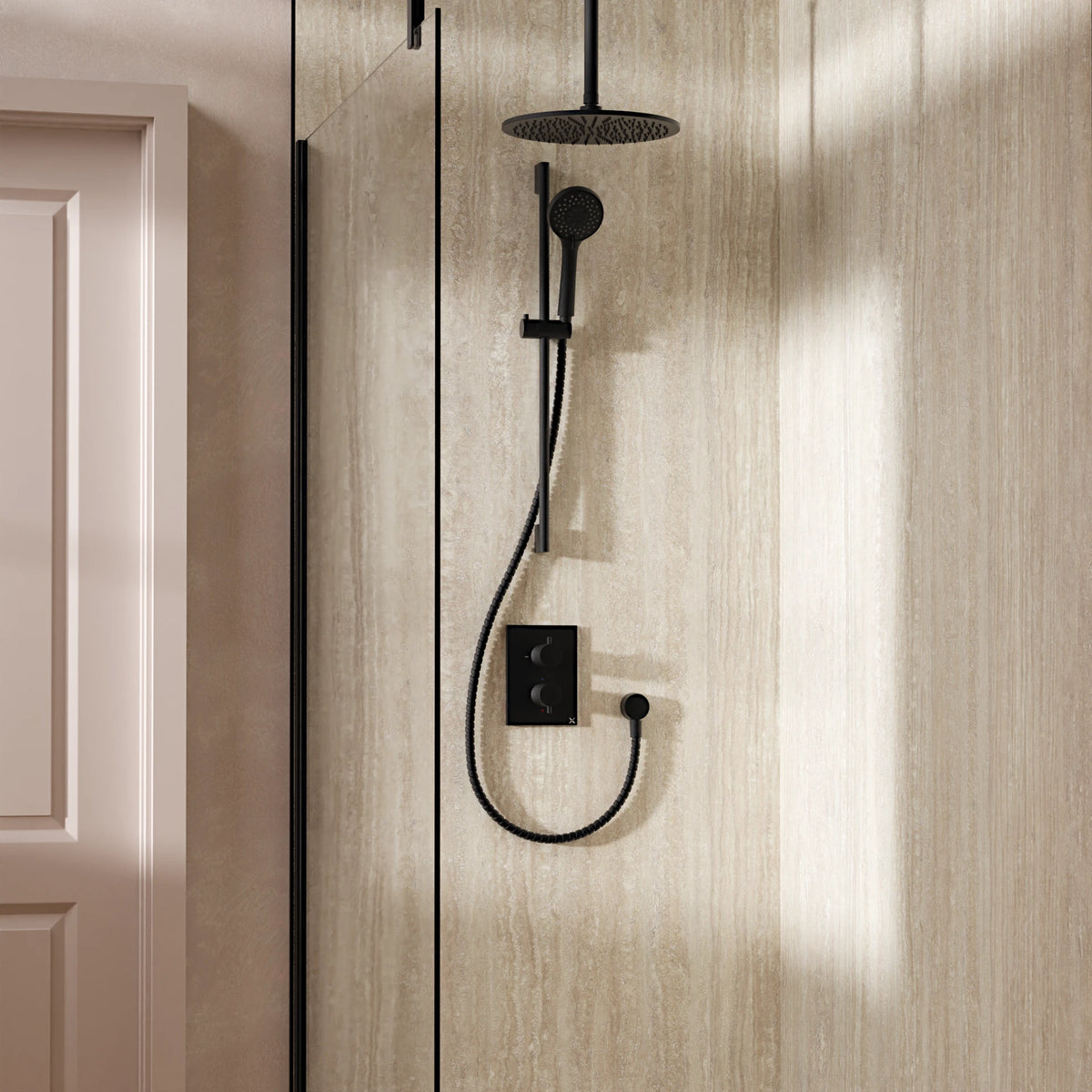 Crosswater Crossbox Shower Set 4 with Fixed Head and Riser Rail Handset