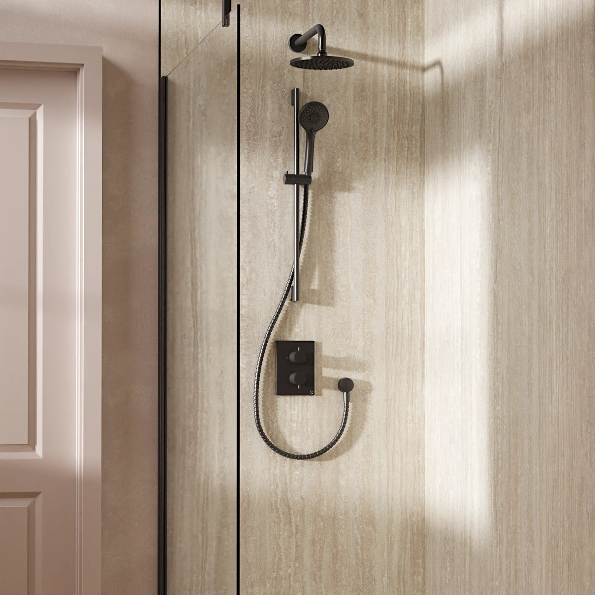 Crosswater Crossbox Shower Set 4 with Fixed Head and Riser Rail Handset