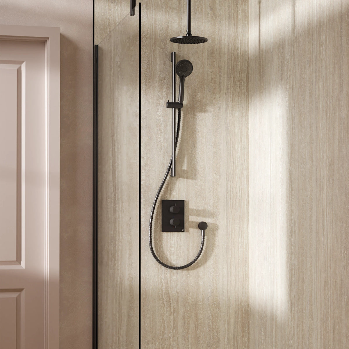 Crosswater Crossbox Shower Set 4 with Fixed Head and Riser Rail Handset