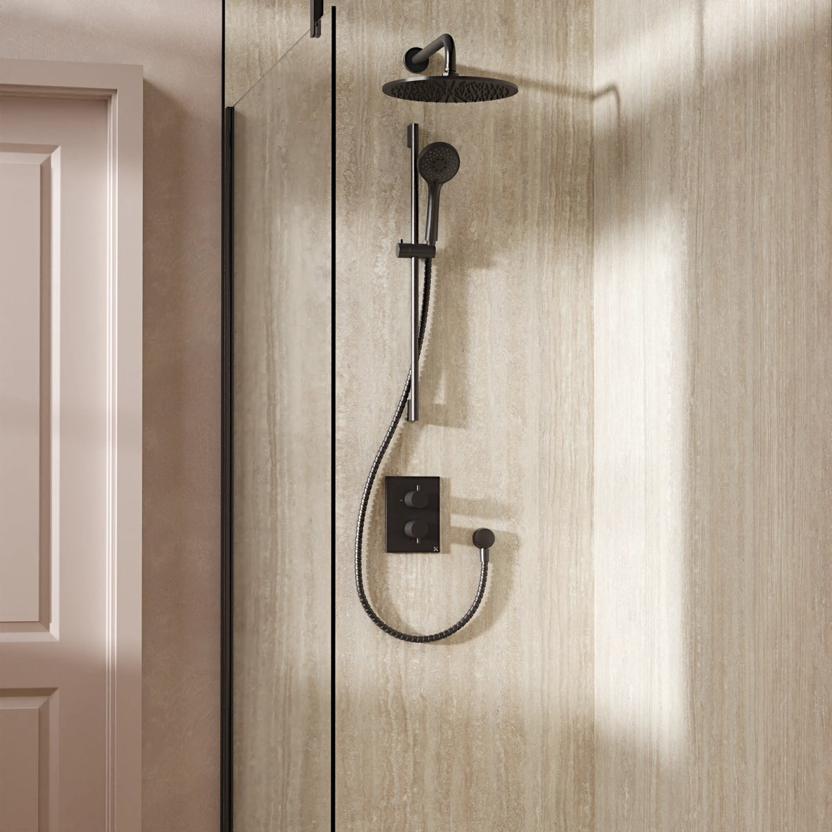 Crosswater Crossbox Shower Set 4 with Fixed Head and Riser Rail Handset