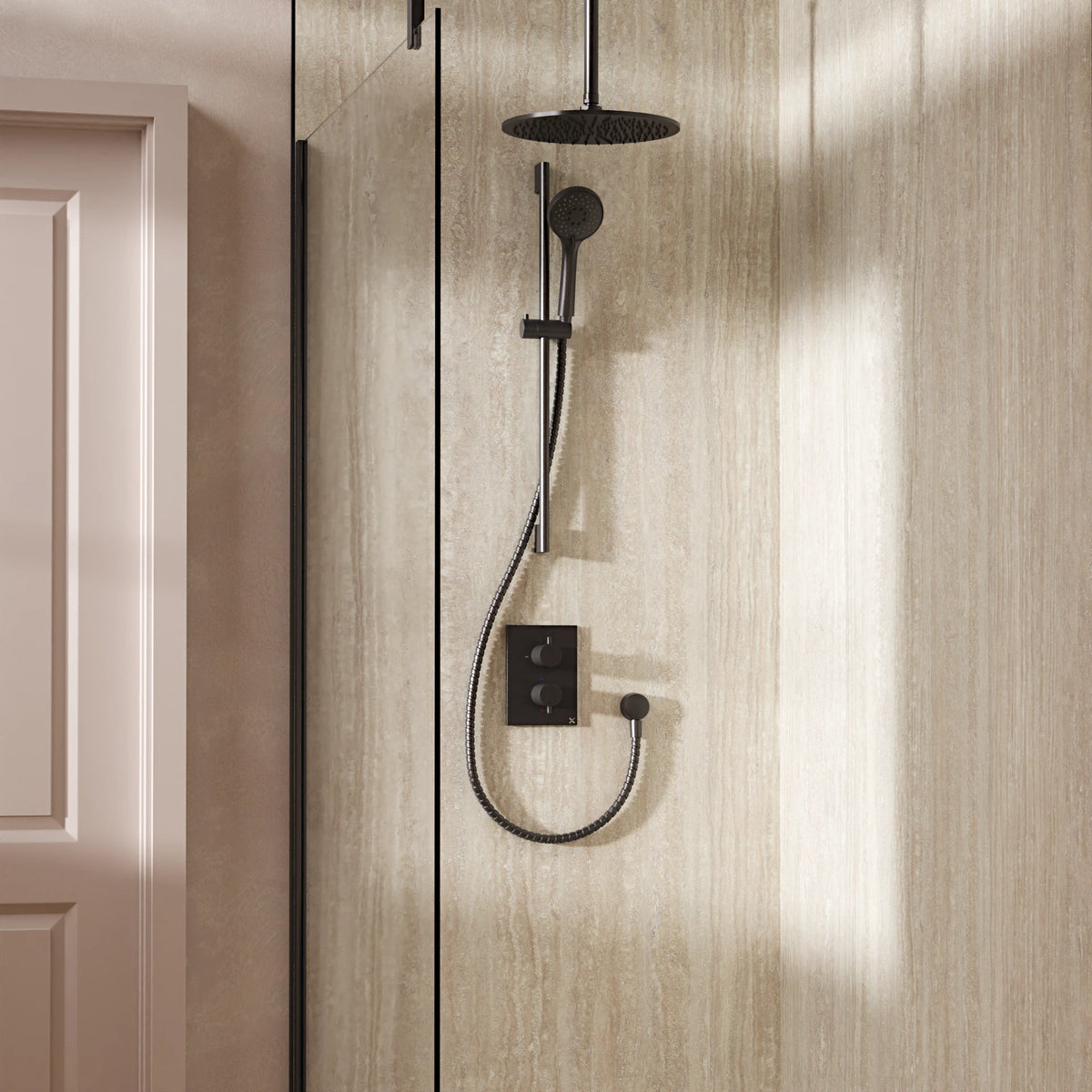 Crosswater Crossbox Shower Set 4 with Fixed Head and Riser Rail Handset