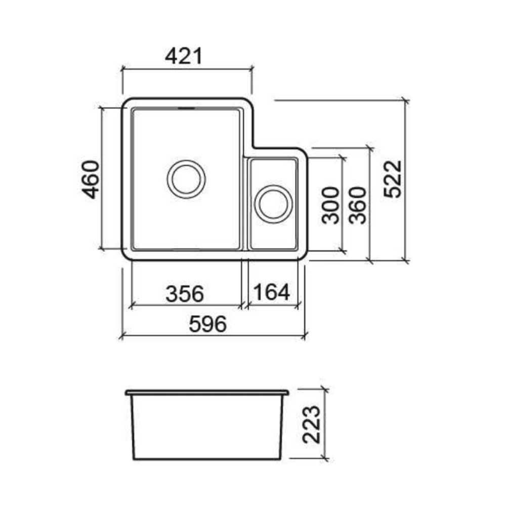 Whitebirk Sink Company Astley Kitchen Sink 596 x 522 x 223mm