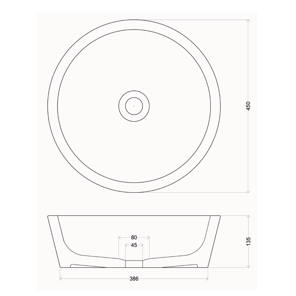 Whitebirk Sink Company Irwell Bathroom Basin 450 x 450 x 135mm