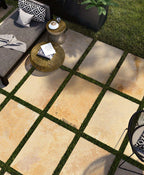 Coem Fossilia Dorato gresX2 20mm outdoor porcelain paving, laid installation