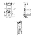Geberit Duofix Alpha 1120mm Frame & Cistern with Alpha01 Flush Plate technical drawing