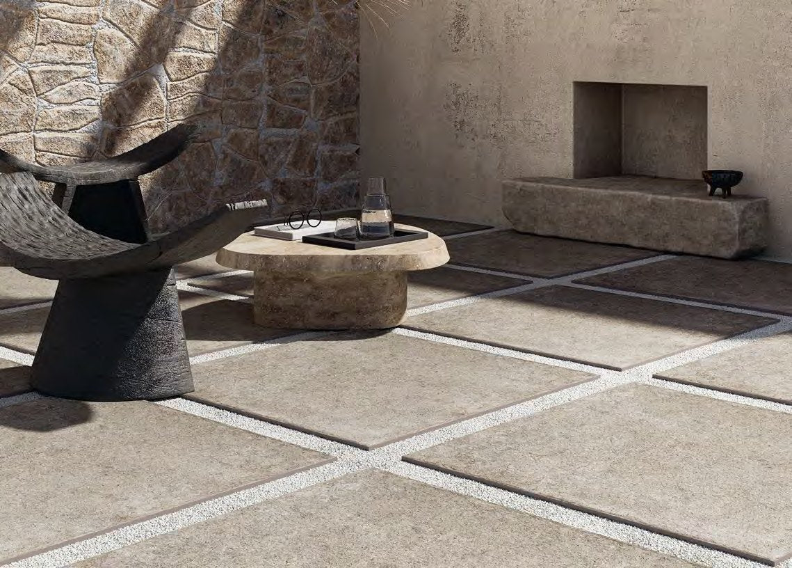 Coem Gascogne Grigio gresX2 20mm outdoor porcelain paving, laid installation