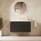 Crosswater Glide II 1000 Double Drawer Unit with Basin in Matt Black with Ceramic, 1 Tap Hole