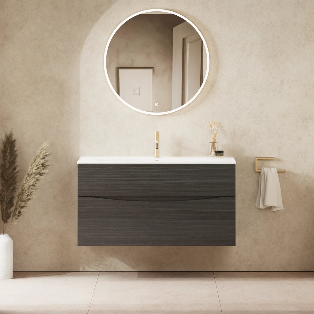 Crosswater Glide II 1000 Double Drawer Unit with Basin in Steelwood with Ceramic, 1 Tap Hole