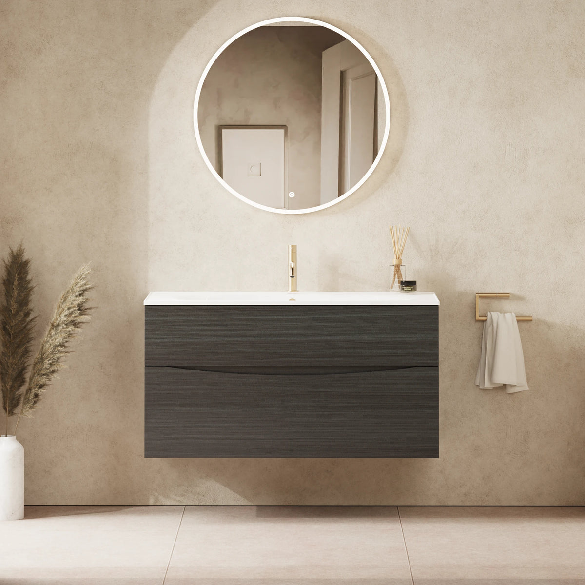 Crosswater Glide II 1000 Double Drawer Unit with Basin in Steelwood with Ceramic, 1 Tap Hole