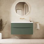 Crosswater Glide II 1000 Double Drawer Unit with Basin in Sage Green with Ceramic, 3 Tap Holes