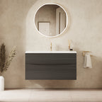 Crosswater Glide II 1000 Double Drawer Unit with Basin in Steelwood with Cast Mineral Marble, 1 Tap Hole