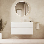 Crosswater Glide II 1000 Double Drawer Unit with Basin in White Gloss with Cast Mineral Marble, 1 Tap Hole