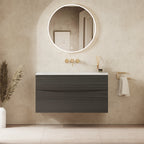 Crosswater Glide II 1000 Double Drawer Unit with Basin in Steelwood with Matt White, No Tap Hole
