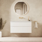 Crosswater Glide II 1000 Double Drawer Unit with Basin in White Gloss with Matt White, No Tap Hole