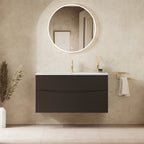 Crosswater Glide II 1000 Double Drawer Unit with Basin in Matt Black with Matt White, 1 Tap Hole
