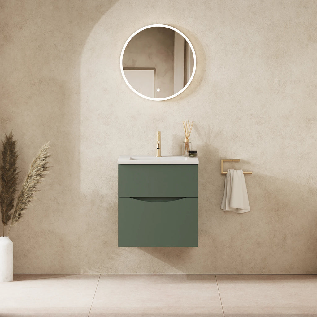 Crosswater Glide II 500 Double Drawer Unit with Basin in Sage Green with Ceramic, 1 Tap Hole