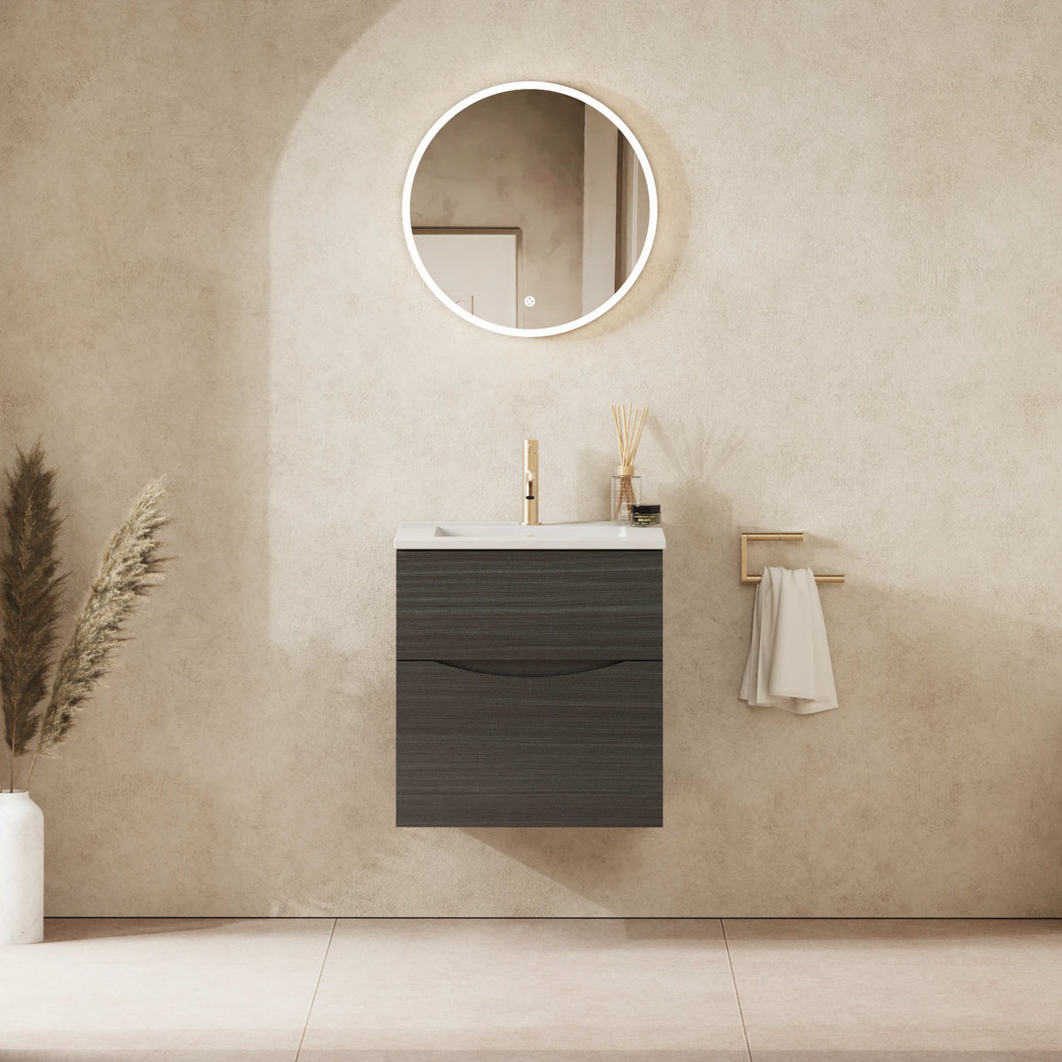 Crosswater Glide II 500 Double Drawer Unit with Basin in Steelwood with Ceramic, 1 Tap Hole